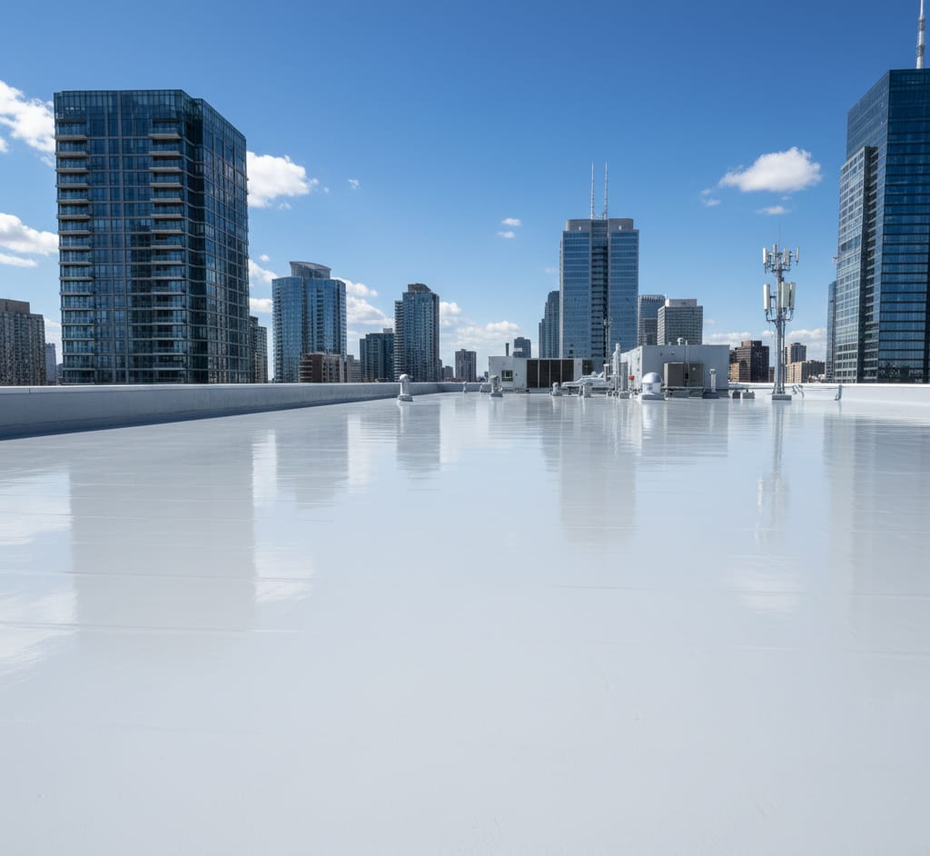 Applying waterproof chemicals for roof with pu coating