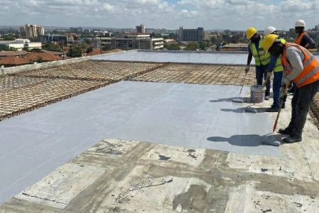 RCC roof waterproofing for reinforced concrete slab protecting structure from moisture damage